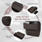 HARFINGTON Car Seat Gap Filler Organizer 11.5 x 8 x 2.1 Inch Leather Universal Car Organizer Storage Box Between Seat and Console for Phone Sunglasses Keys, Coffee