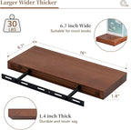 Marsmiles Wood Floating Shelves | Rustic Mahogany Wood Wall Shelves Set of 2 | 16" W x 6.7" D Wooden Floating Shelves for Bat