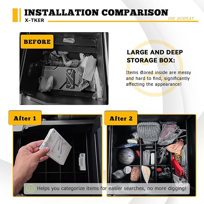 Center Console Organizer Compatible with Ford F150 2015-2020, F250/F350/F450 SuperDuty 2017-2022, Expedition 2018-2024 Accessories, Middle Console Organizer Divider (full console w/bucket seats ONLY)