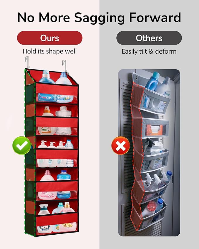 ULG 1 Pack Over The Door Organizer – 5 Shelf Door Organizer Hanging & 10 Side Pockets, Reinforced 44LB Capacity Hanging Organ