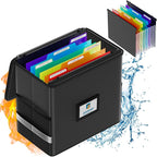 Fireproof File Box with Hanging File Folders, 7x1.2 Accordion Pockets, Hanging File Organizer for Letter Size, Retractable Ho