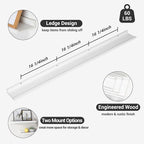 Axeman Picture Ledge Shelf | 55 Inch White Floating Shelves Set of 3 | Rustic Wood Wall Shelves with Lip | 55" White Picture 