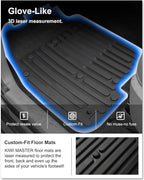 KIWI MASTER Floor Mats for 2009-2018 Dodge Ram 1500/2500/3500 Crew Cab, 2019-2024 Ram 1500 Classic Crew Cab, All Weather Car Mats, Custom Fit TPE Floor Liners, Front & Rear 2 Row, Black