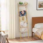 BAMBANG 6-Tier Blanket Ladder for Living Room, Blanket Quilt Ladder Rack Rustic Decorative Towel Holder, Wall Leaning Blanket