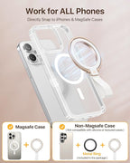 andobil [2026 Unrivaled Stability] Magnetic Phone Grip Holder for MagSafe Ring Stand Holder Kickstand Compatible with MagSafe Accessories for iPhone 17 Air 16 Pro Max Plus 15/14/13/12&Android,Rosegold