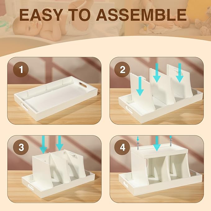 Three colors Diaper Organizer, Wooden Diaper Caddy Organizer, Changing Table Organizer, Diaper Storage Organizer, Nursery Bab