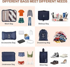 8 Set Compression Packing Cubes for Travel Essentials,Suitcase Organizer Bags, Carry-On Luggage Accessories with Laundry & To