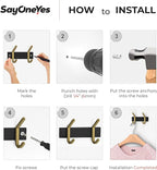 Small Coat Rack Wall Mount – Black and Gold Hook Rail with 2 Double Coat Hooks, 6 Inch Stainless Steel Wall Hooks for Entrywa