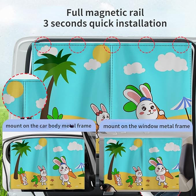 Car Sun Shade for Baby - EOHMAK Car Side Window Sun Shade Cover Upgrade Double Opening Car Interior Curtain Sun Blocker Blind (Beach, 2 Pack)