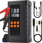 Portable Car Jump Starter with Air Compressor, 14.8V 2000 * 4mAh Battery Booster, 150PSI Tire Inflator, Power Bank & LED