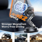 SYNCWIRE for MagSafe Car Mount, [3-Axis Adjustable] Vacuum Magnetic Phone Holder, Replaceable Suction Cup (Dashboard/Windshield), 360° Rotation, Foldable, for iPhone 17-12 Pro/Max/Plus, Carbon-Fiber