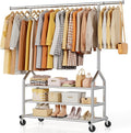 EAGMAK Heavy Duty Clothes Rack Load 688 LBS, Rolling Clothing Rack With 3 Shelves, Adjustable Metal Clothes Hanger with Wheel