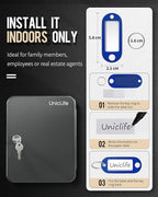 Uniclife 48-Key Steel Key Cabinet with 2 Unlocking Keys Wall Mounted Key Organizer Black Frosted Security Box with Hooks and 