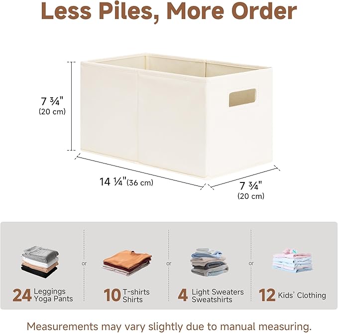 StorageWorks Fabric Storage Bins for Shelves, Closet Organizers and Storage Baskets, Collapsible Storage Bins with Cutout Han
