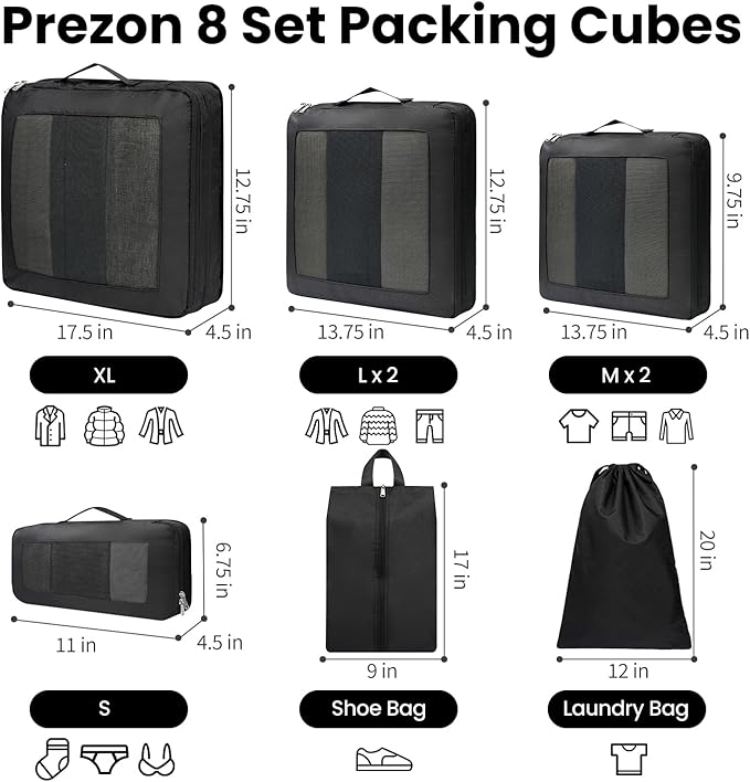 Compression Packing Cubes for Travel, Lightweight Vacation Travel Essentials, Travel Accessories for Suitcase Organizer Bags 
