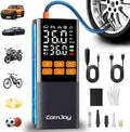 Faster Tire Inflator Portable Air Compressor, 150PSI Cordless Air Pump for Car Tires - 6000mAh & 12V DC, Rechargeable Smart Tire Pump with Digital Gauge &LED Light, Auto Shut-Off for Bike, Motor, Ball