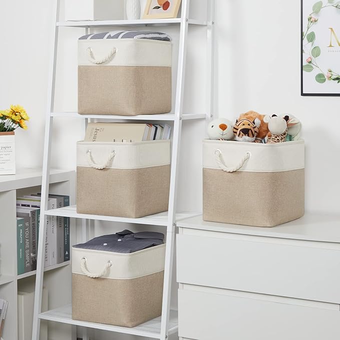 Temary Cube Storage Bins 11 x 11 Fabric Storage Baskets 4 Pack Storage Cubes Baskets for Gift Empty, Cube Organizer Bins Clot