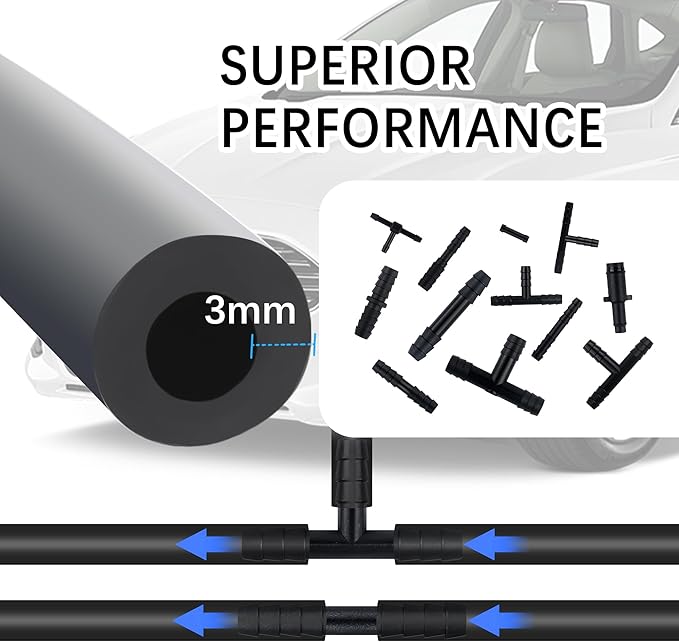 Multipurpose Vacuum Line Kit,6PCS 5Ft Vacuum Hose Automotive+64PCS Vacuum Line Connectors,Max 130PSI Silicone Hose for Variet