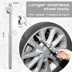 Tallew 10 Pack Tire Pressure Gauge Silver Heavy Duty Air Pressure Tire Gauge Dual Head Semi Truck Tire Pressure Gauge Range 10-150 Psi, Extended Tube Tire Gauge Suitable for Semi Truck, and Bus