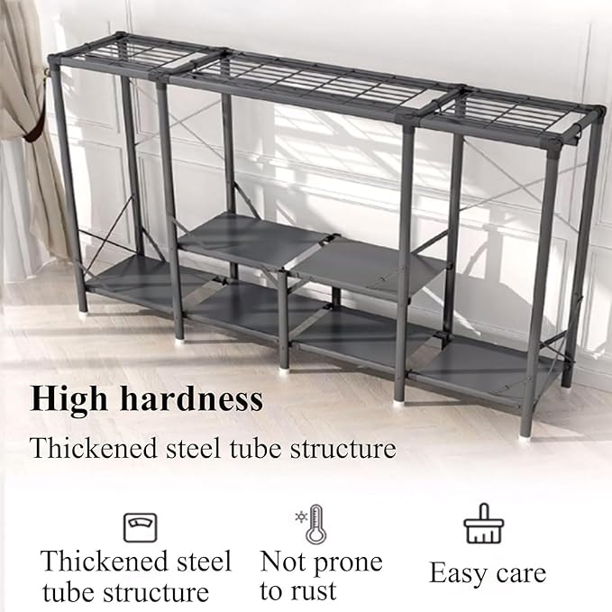 TIST Foldable Wardrobe Steel Storage Wardrobe Portable Wardrobe for Hanging Clothes 110cm/ 160cm/ 215cm Large Wardrobe(Purple