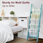 Honest Blanket Ladders for The Living Room, 6-Tier Blanket Holder, Wall-Leaning Blanket Rack, Ladder Shelves, Wooden Quilt La