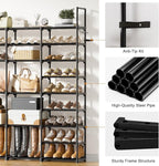 WOWLIVE 4 Row 9 Tiers Extra Large Shoe Rack 68-72 Pairs Big Tall Metal Shoe Shelf, Heavy Duty Organizer for Closet Entryway, 