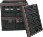 Kekow 15 L Black Plastic Collapsible Storage Basket, Folding Crates Storage, Set of 3