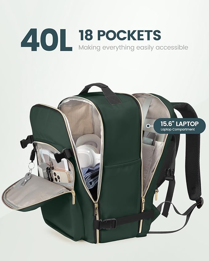 LOVEVOOK Travel Backpack for Women & Men 40L,Airline Approved Carry On Backpack Travel Essential,TSA Carry on Luggage,Waterpr