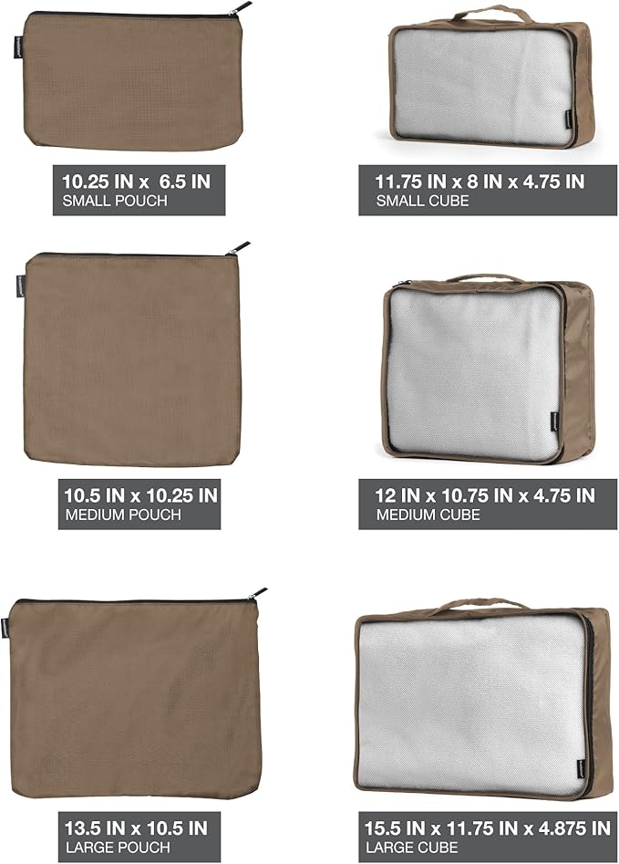 Brookstone Packing Cubes - 6 Piece Compression Packing Cubes for Travel Essentials - Luggage Sets Cube Storage Organizer Bags