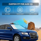 Windshield Sun Shade for Audi SQ5 2014-2017 - 4 Layers Car Sunshades for Front Windows Shade Cover Custom Fit Q5 Sun Visor 250T Retractable Shade Blocks UV Rays Car Accessories