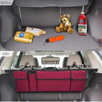 Car Trunk Organizer, Backseat Hanging Large Storage with Adjustable Straps,Waterproof PVC Collapsible Cargo Bag, Car Interior