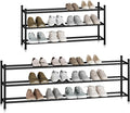 STORAGE MANIAC Long Expandable Shoe Rack, 18 Pairs Metal Wide Stackable Shoe Rack, Adjustable Shoes Shelf, Freestanding Shoes