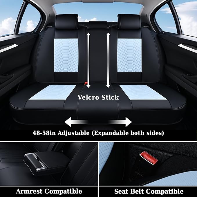Coverado Leather Seat Covers, Car Seat Covers Full Set, Waterproof Nappa Leather Car Seat Cover, Car Seat Protectors 5 Seats,