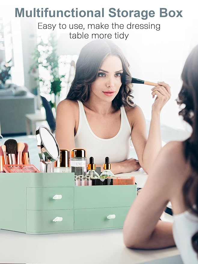 ONXE Makeup Organizer with Drawers,Large Capacity Countertop Organizer for Vanity,Bathroom and Bedroom Desk Cosmetics Organiz
