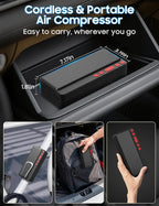 Smart Tire Inflator Portable Air Compressor, APP Control Air Pump For Car Tires, 10000mAh, 4X Faster 150PSI Bike Pump with All-in-One Storage, LED Light & Auto Shut-Off for Motorcycles