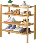 ROMGUAR CRAFT 4 Tier (Thick) Bamboo Shoe Rack for Closet Free Standing Wood Shoe Shelf for Entryway Small Space Stackable 27"