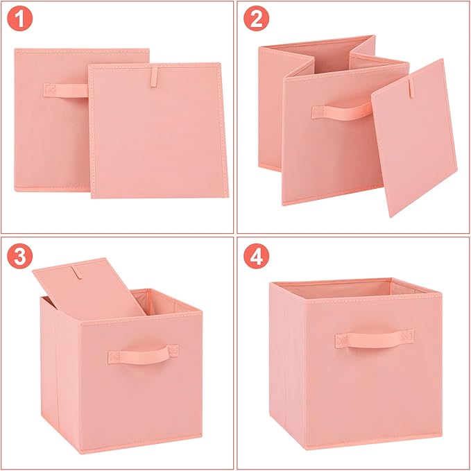 Stero Fabric Storage Bins 6 Pack Fun Colored Durable Storage Cubes with Fabric Handles Foldable Cube Baskets for Home, Kids R