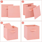Stero Fabric Storage Bins 6 Pack Fun Colored Durable Storage Cubes with Fabric Handles Foldable Cube Baskets for Home, Kids R