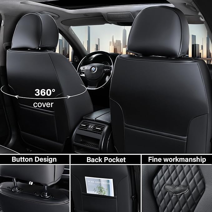 Coverado Seat Covers, Car Seat Covers Front Seats, Black Car Seat Cover, Waterproof Car Seat Covers, Car Seat Cushion, Front 