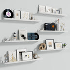 Fun Memories Picture Ledge Shelf, 48 Inch Long Floating Shelves Set of 6, Picture Shelf for Wall with Lip, Large Nursery Book