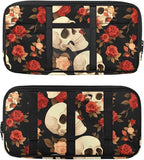 Car Sun Visor Organizer,Rose Skull Car Sun Storage Pocket Pouch Case Bag with Double Zippers Truck SUV Storage Pouch Holde