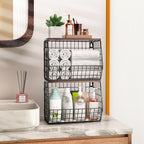 Wawocs Fruit Basket for Kitchen Counter 2 Tier Fruit Bowl, Stackable Wall Mounted Hanging Fruit Basket Wire Baskets with Wood