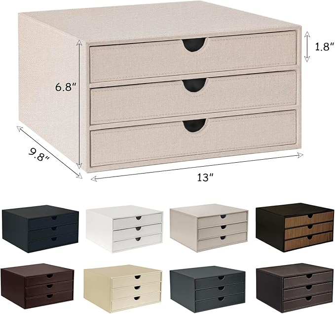 UnionBasic Document Organizer, 3-Drawer File Cabinet Document Storage Box, Office Desktop Filing Organizer, Black