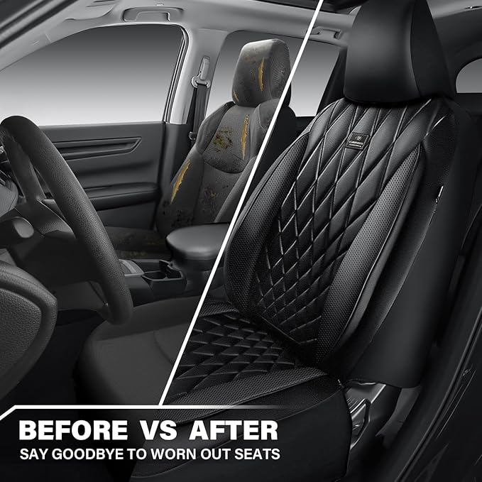 CAR PASS Nappa Leather Rav4 Front Seat Covers Custom Fit for Toyota Rav4 2019-2024, Camry 2018-2024, Corolla 2020-2025, Luxur