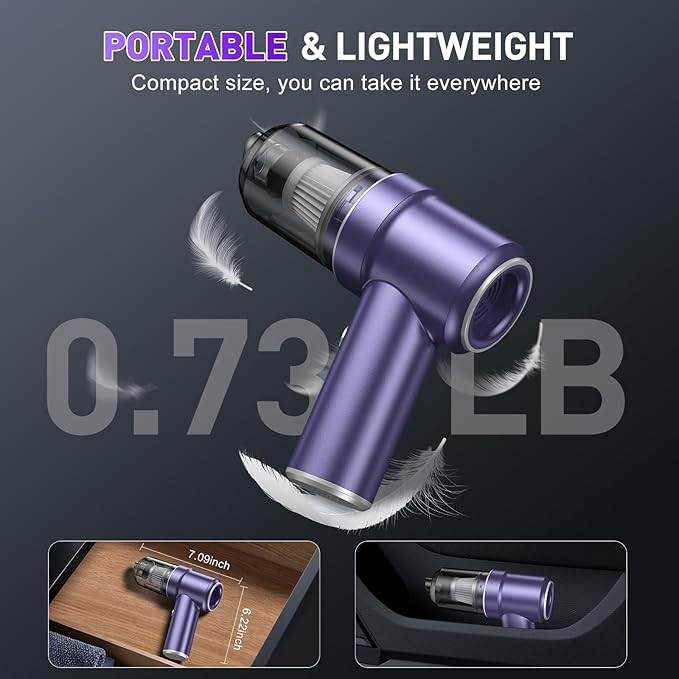 KMM Handheld Car Vacuum Cleaner, 9000PA Vacuum Cleaner & Air Duster, 120W High Power Vacuum Portable Cordless, Hand Held Vacu