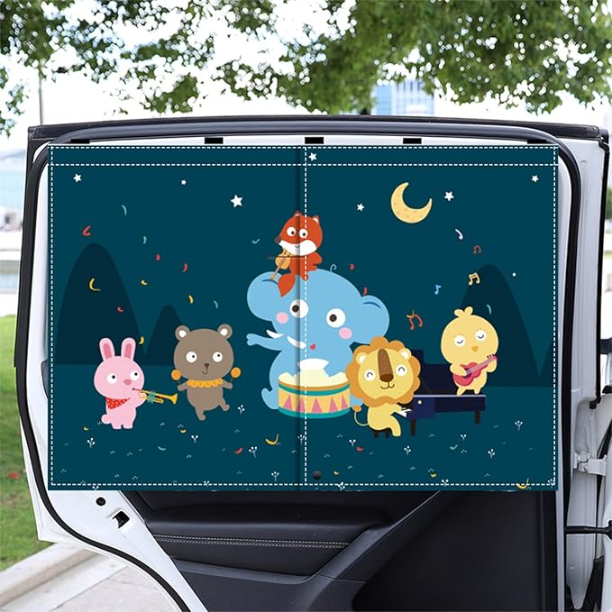 Car Sun Shade for Baby - EOHMAK Car Side Window Sun Shade Cover Upgrade Double Opening Car Interior Curtain Sun Blocker Blind (Party, 2 Pack)