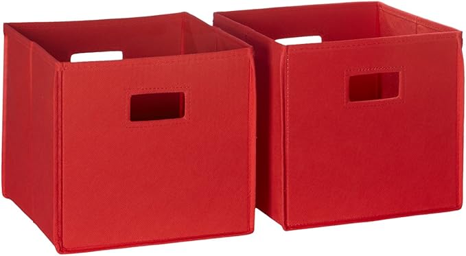RiverRidge Folding Storage Bins with Handles Red Cube Storage Organizer for Closet, Bedroom & Playroom - Closet Organizers an