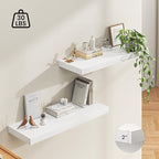 Dreamland 40" Floating Shelves for Wall, 12" Deep Thicker White Floating Shelves, Wall-Mounted Shelves for Bedroom, Living Ro