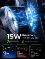 LISEN 15W Magsafe Car Mount Charger, Magnetic Wireless Car Charger, Suction Phone Mount, Vacuum Magnetic Phone Holder for Car Mount for iPhone 17 Pro Max 16 15 14 13 12, Samsung S26/S25, Pixel 10 Pro
