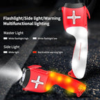 6-in-1 Multifunctional Emergency Tool, Flashlight with CO Detector, Window Breaker, Seat Belt Cutter, Red/White LED Warning L